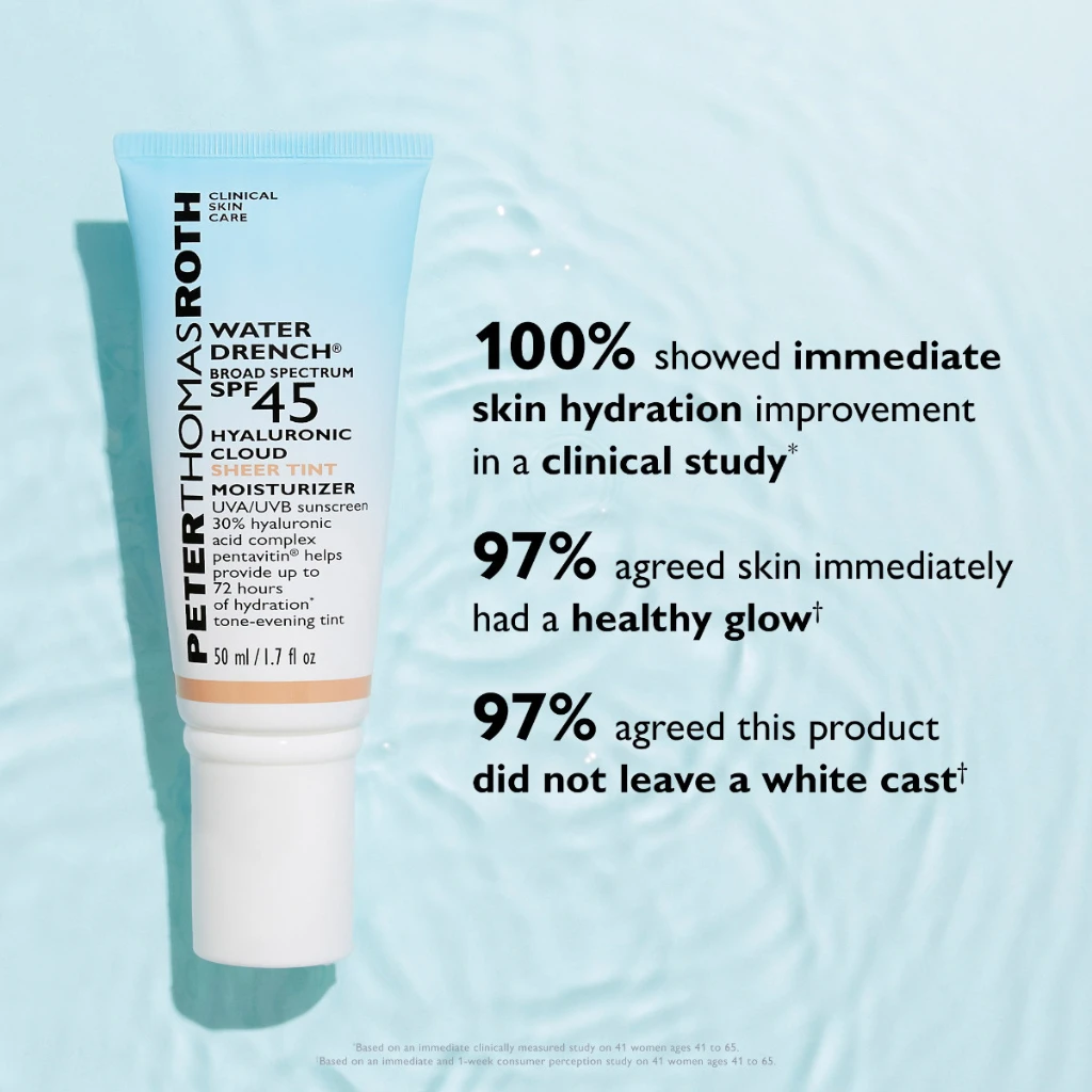 Peter Thomas Roth Water Drench Broad Spectrum SPF 45 Hyaluronic Cloud Sheer Tint Moisturizer - Image 3